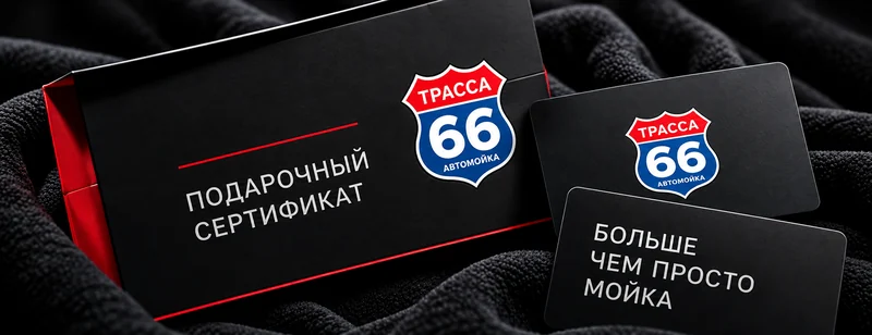Подарочный сертификат Трасса 66 в чёрном конверте